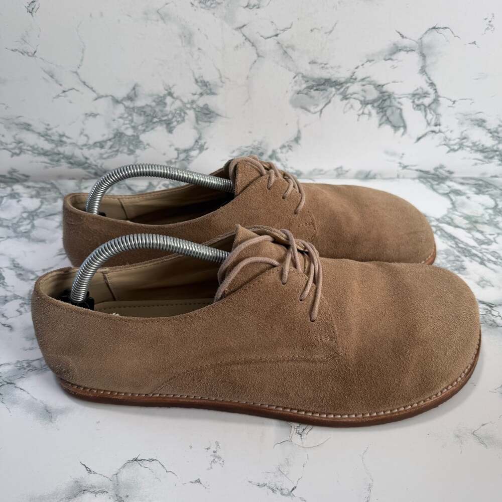 ORIGO Men 11 The Mens Derby Barefoot Shoe Beige Suede Leather Wide Toe Casual